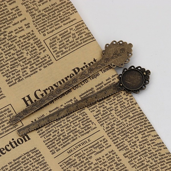 3 marque-pages r&egrave;gle cabochon 20 mm N&deg;02 Bronze