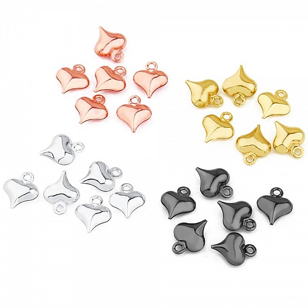 5 Breloques Acier inoxydable Dor&eacute; C&oelig;ur N&deg;02