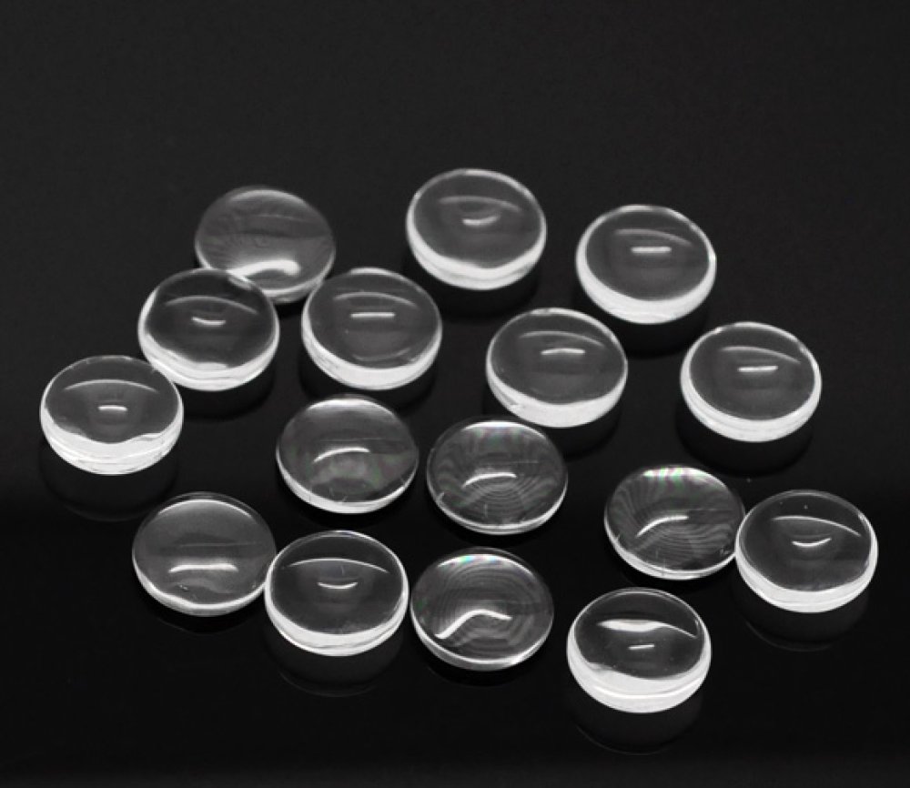 5 Cabochons Ronds 10 mm en verre loupe transparent N°02