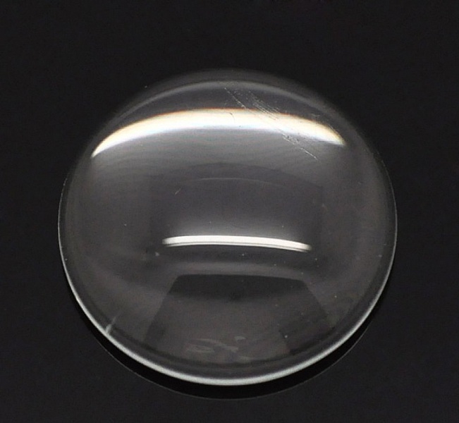 5 Cabochons Ronds 18 mm en verre loupe transparent N&deg;07