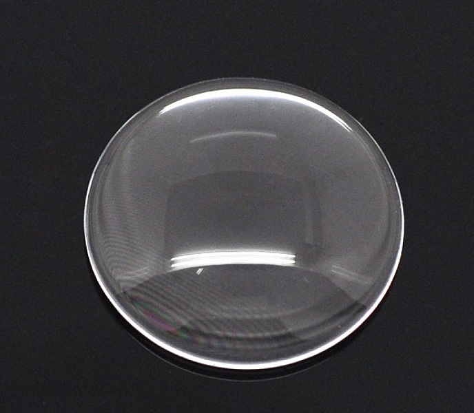5 Cabochons Ronds 20 mm en verre loupe transparent N&deg;08