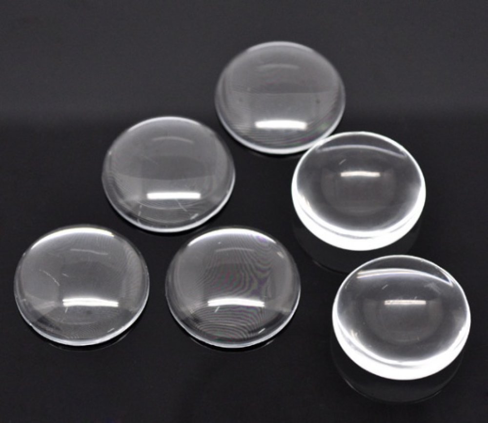5 Cabochons Ronds 30 mm en verre Loupe transparent N°13