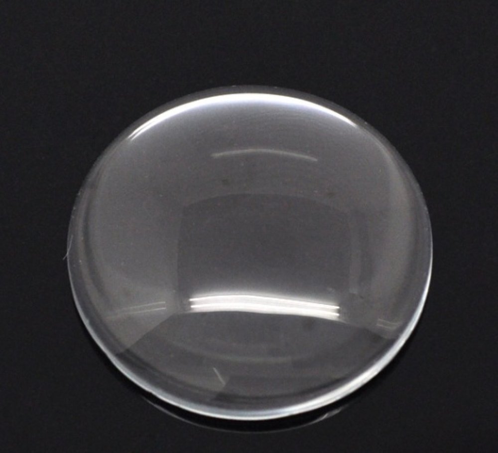 5 Cabochons Ronds 30 mm en verre Loupe transparent N°13