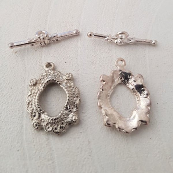 5 Fermoirs Toggle Motif Rond Argent N&deg;08