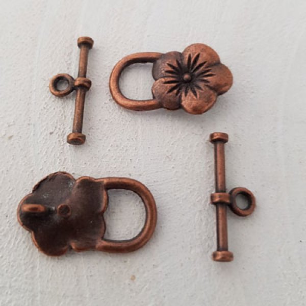5 Fermoirs Toggle Motif Fleur Bronze N&deg;17
