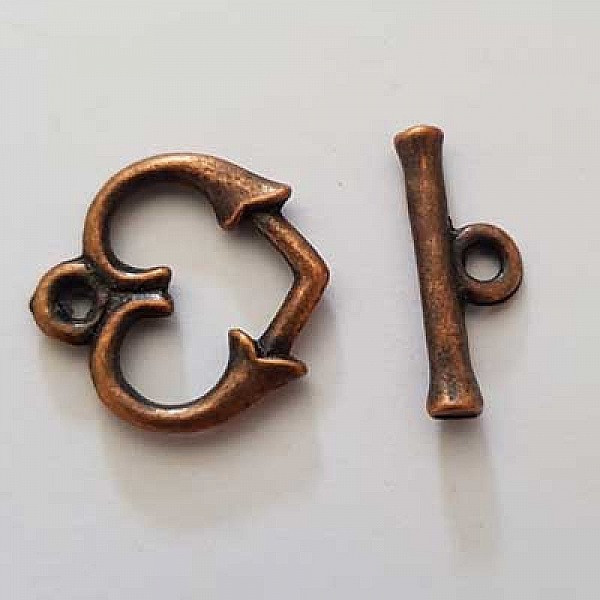5 Fermoirs Toggle Motif Coeur Bronze N&deg;18
