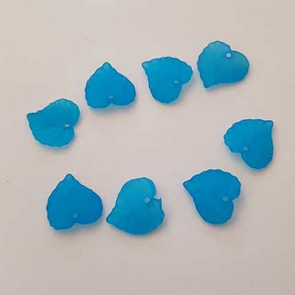 5 breloques feuilles bleu fonc&eacute; en acrylique translucide 15 x 14 mm