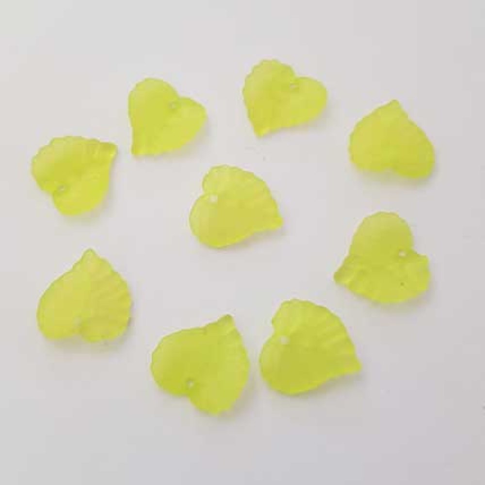 5 breloques feuilles vert clair en acrylique translucide 15 x 14 mm