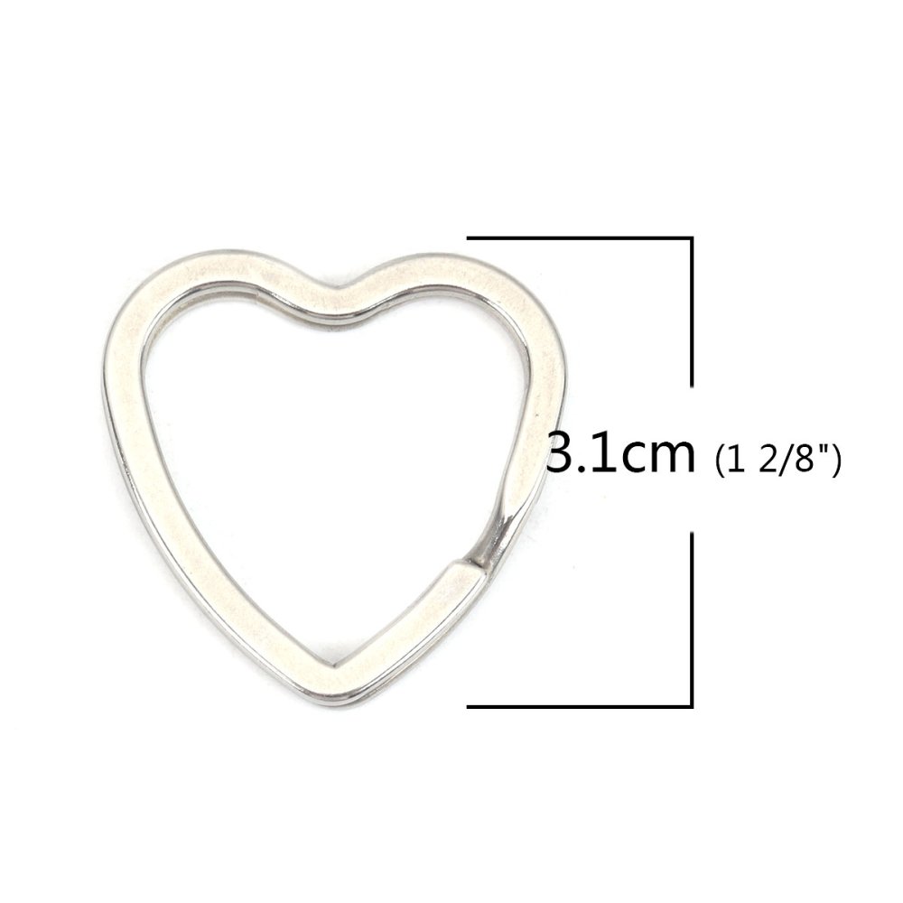 Anneau porte clés forme coeur Acier Inoxydable 31 x 31 mm