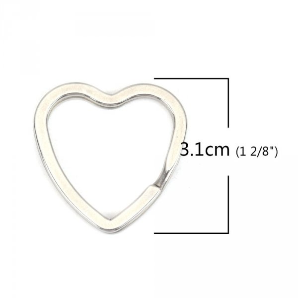 Anneau porte cl&eacute;s forme coeur Acier Inoxydable 31 x 31 mm