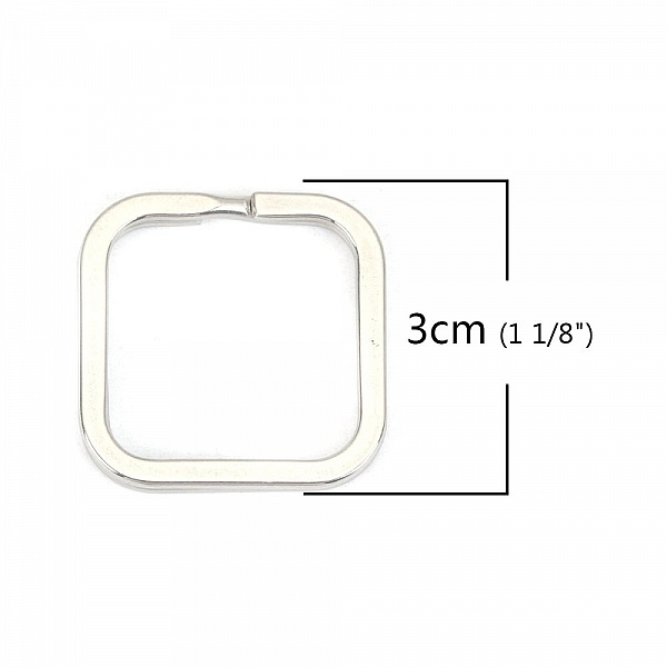 Anneau porte cl&eacute;s forme carr&eacute; Acier Inoxydable 30 x 30 mm