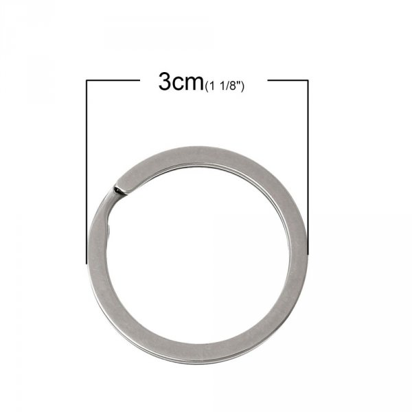 Anneau porte cl&eacute;s x 4 forme rond Acier Inoxydable 30 mm