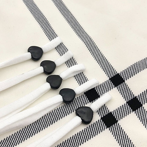 Attache elastique attache Boucle Coeur en Caoutchouc Noir N&deg;04 x 10 pi&egrave;ces