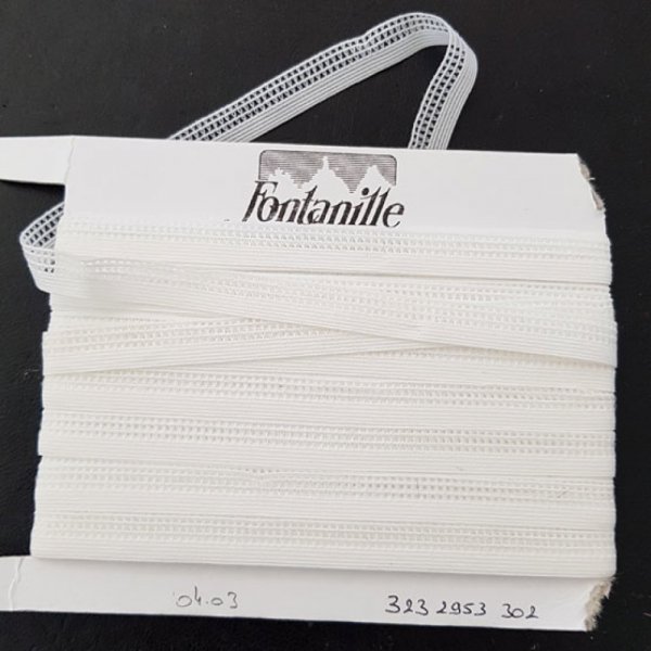 Au m&egrave;tre &Eacute;lastique blanc fantaisie 12 mm.