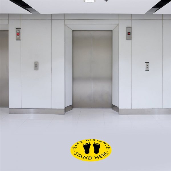 Autocollants de sol &agrave; distanciation sociale Noir et Jaune