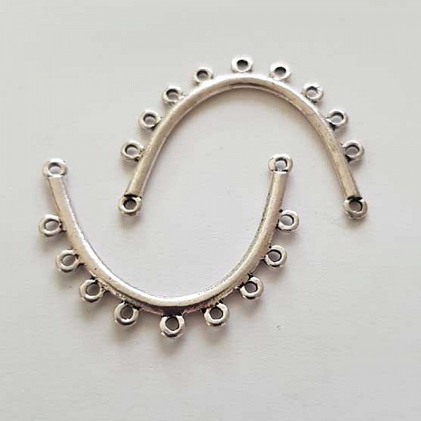 Barre Tige Courb&eacute; En M&eacute;tal Argent&eacute; 2 anneaux N&deg;05 Argent