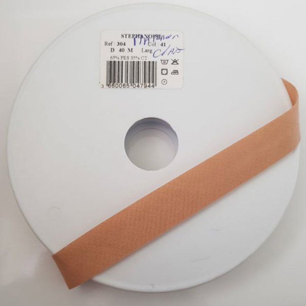 Biais uni tout textile  1 M&egrave;tre col 41 Marron Clair 01
