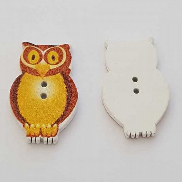 Bouton bois Chouette Marron Clair N&deg;01