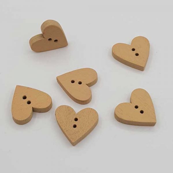 Bouton bois coeur beige N&deg;01-06
