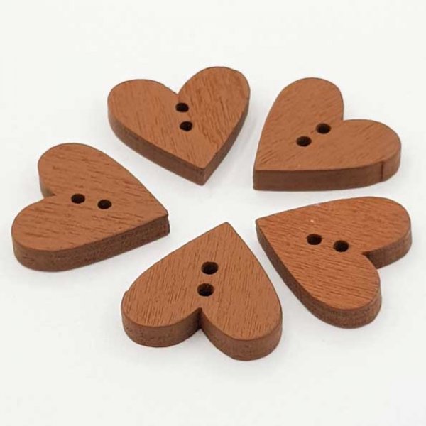 Bouton bois coeur marron N&deg;01-02