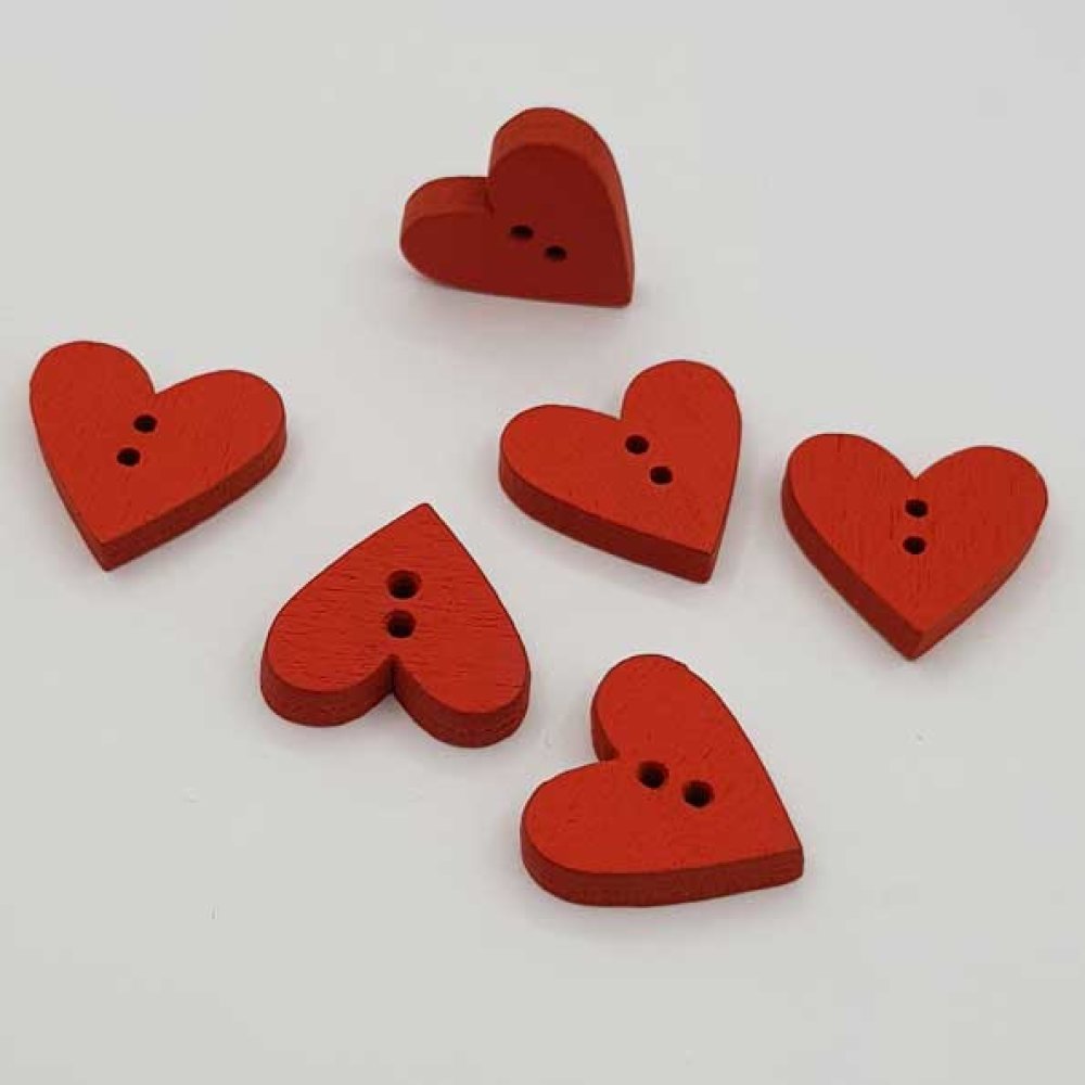 Bouton bois coeur rouge N°01-07
