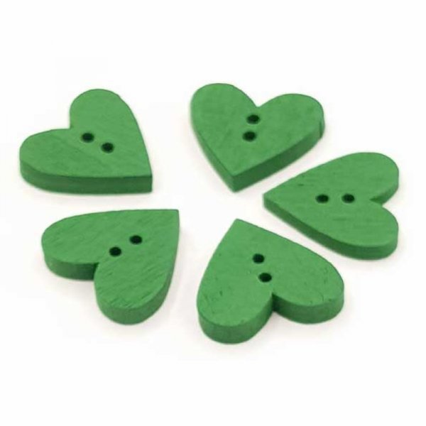 Bouton bois coeur vert fonc&eacute; N&deg;01-04