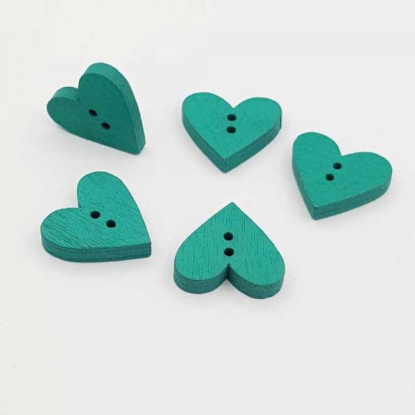 Bouton bois coeur vert N&deg;01-09