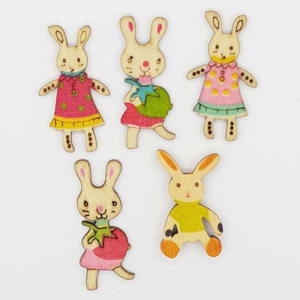 Bouton bois lapin N°01-05 x 5 pièces