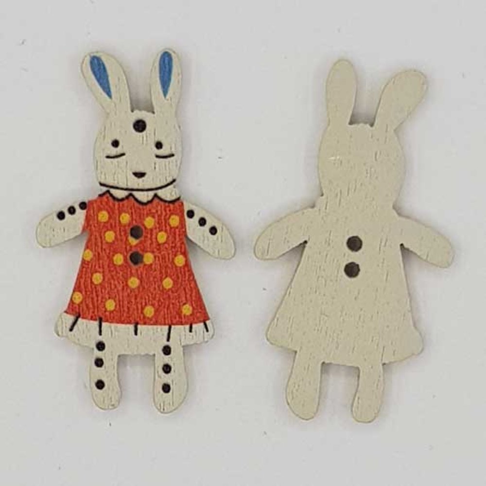 Bouton bois lapin rouge N°01-01