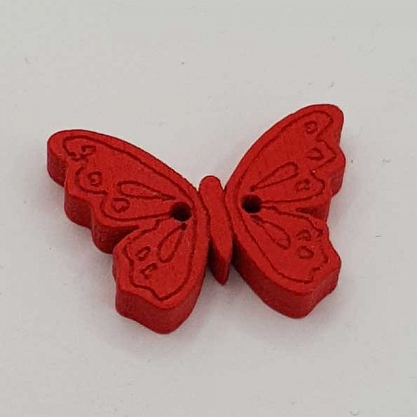 Bouton bois papillon rouge N&deg;01-06