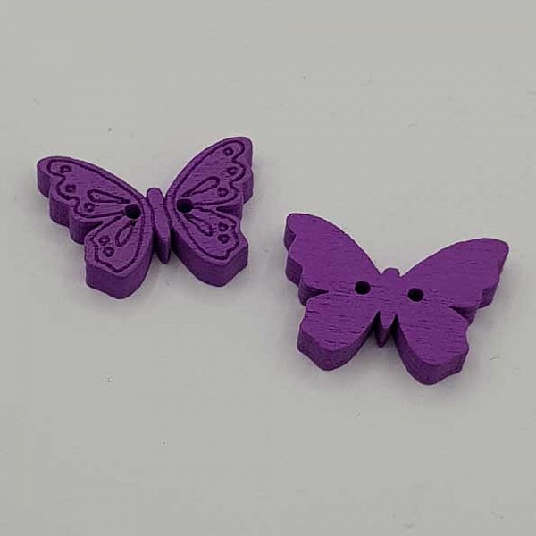 Bouton bois papillon mauve N&deg;01-03