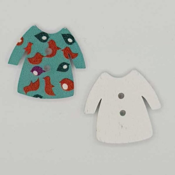 Bouton bois robe turquoise N&deg;02-03