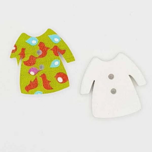 Bouton bois robe vert N&deg;02-01