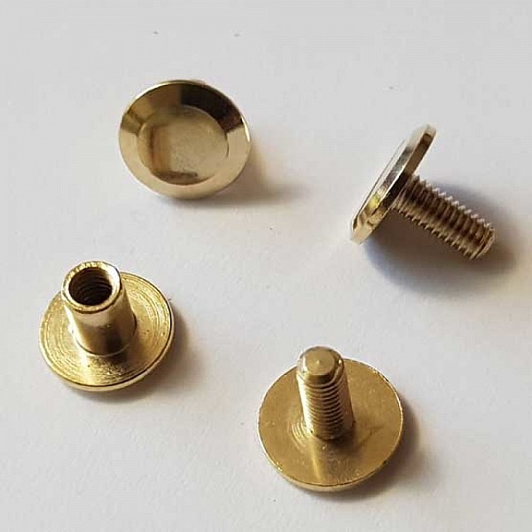 Bouton de col &agrave; visser 6 mm 02 Dor&eacute; en Zamak Plaqu&eacute; Argent a vis