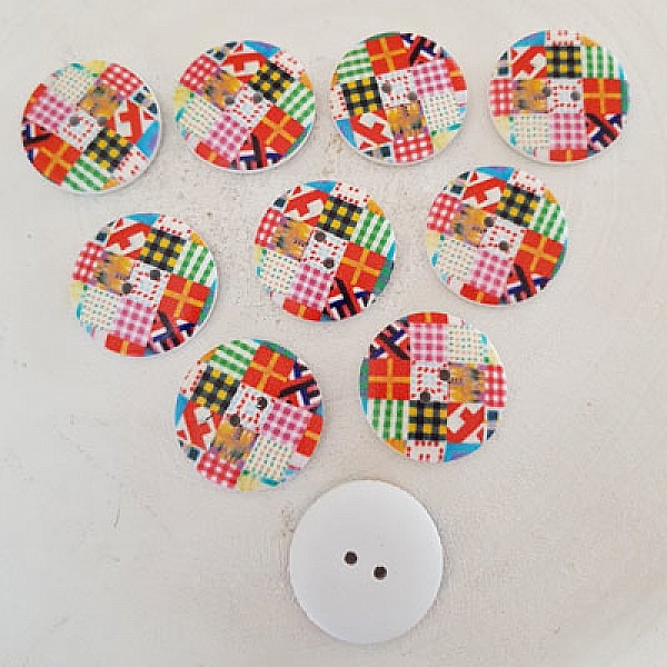 Bouton en bois fleurs 30 mm N&deg;03 x 10 pi&egrave;ces