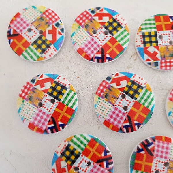 Bouton en bois fleurs 30 mm N&deg;03 x 10 pi&egrave;ces