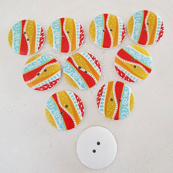 Bouton en bois fleurs 30 mm N&deg;05 x 10 pi&egrave;ces