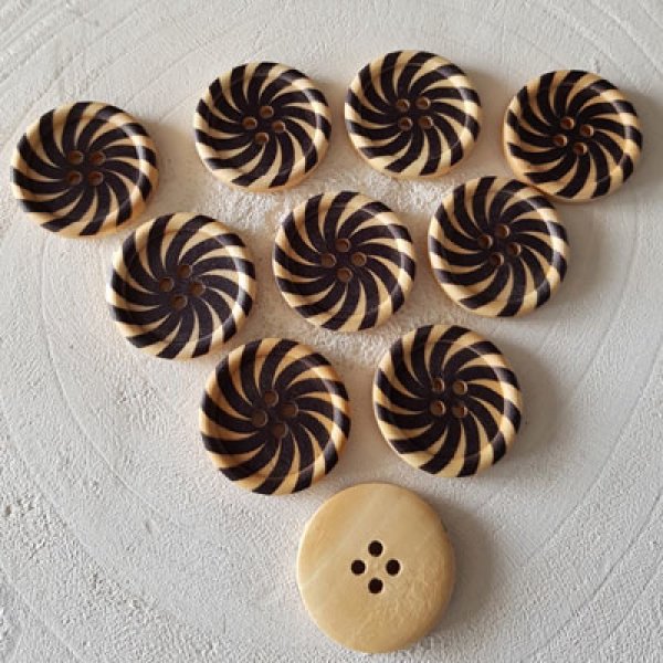 Bouton en bois fleurs 30 mm N&deg;16 x 10 pi&egrave;ces