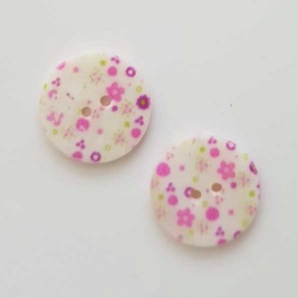 Bouton fantaisie Rond &agrave; fleurs 18 mm N&deg;01