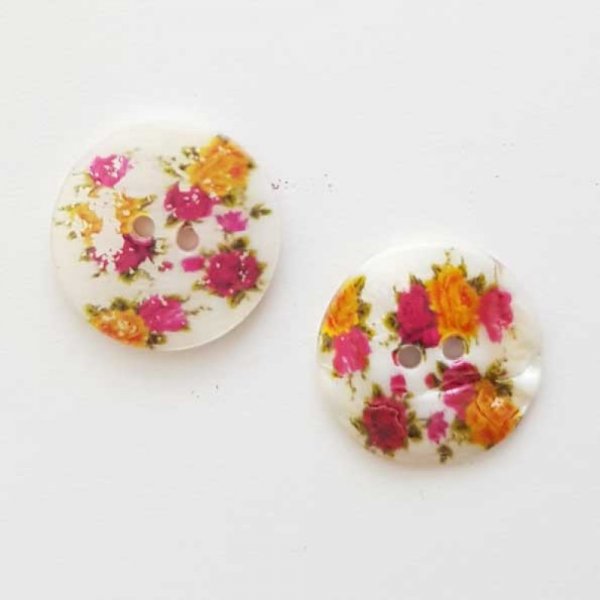 Bouton fantaisie Rond &agrave; fleurs 18 mm N&deg;02