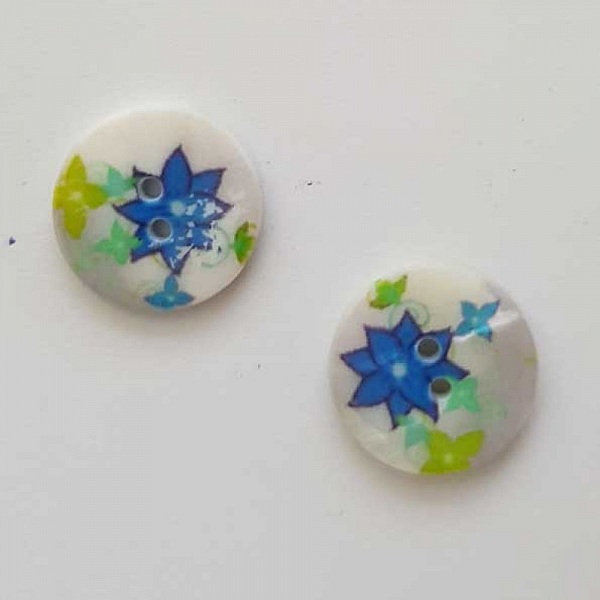 Bouton fantaisie Rond &agrave; fleurs 18 mm N&deg;03