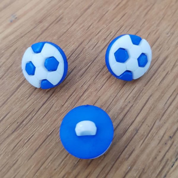 Bouton fantaisie &agrave; motifs pour enfants ballon de foot N&deg;03 bleu fonc&eacute;
