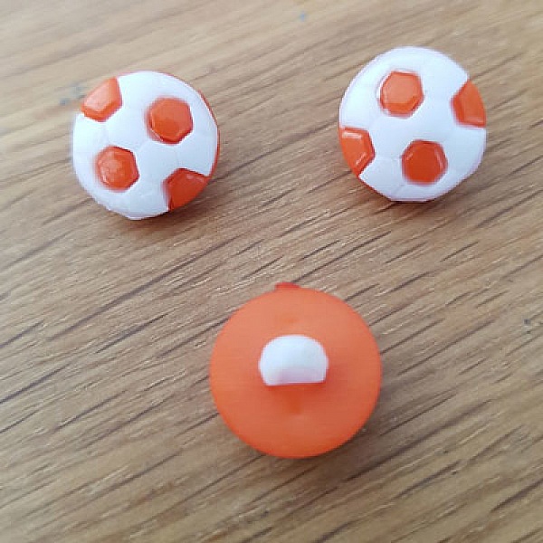Bouton fantaisie &agrave; motifs pour enfants ballon de foot N&deg;07 orange