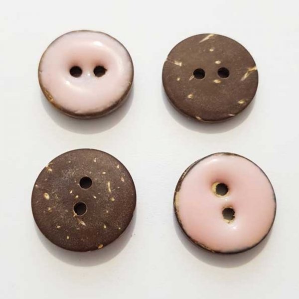 Boutons 20mm &agrave; deux trous ronds en noix de coco N&deg;01