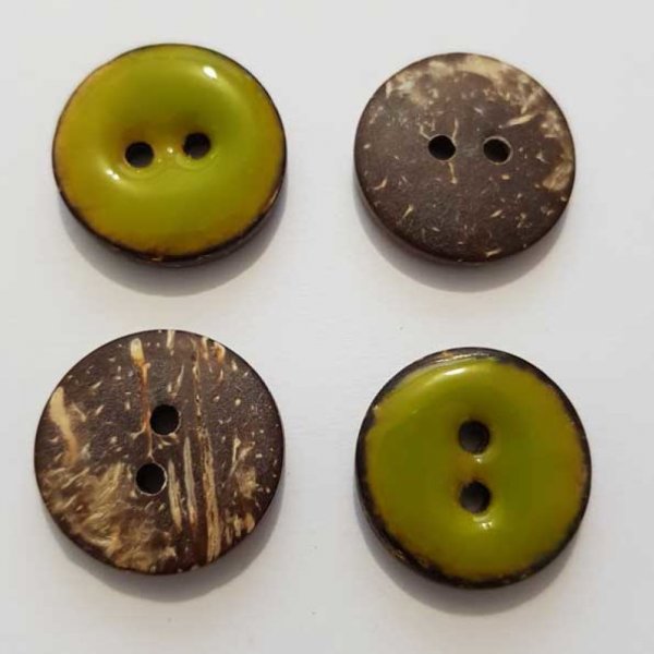 Boutons 20mm &agrave; deux trous ronds en noix de coco N&deg;04