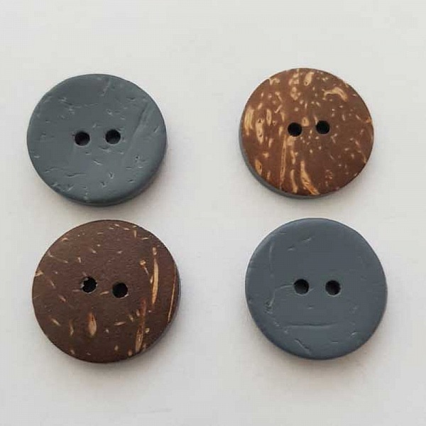Boutons 23mm &agrave; deux trous ronds en noix de coco N&deg;21