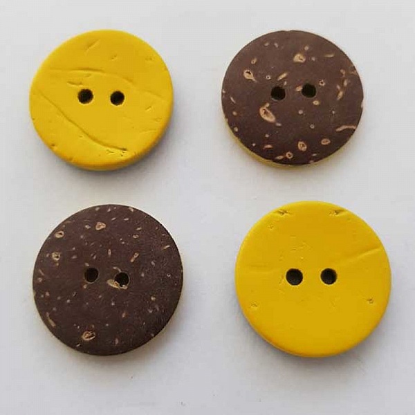 Boutons 23mm &agrave; deux trous ronds en noix de coco N&deg;26