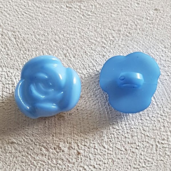 Boutons fantaisie, enfants, b&eacute;b&eacute;s Motif Fleur N&deg;01-06 Bleu moyen