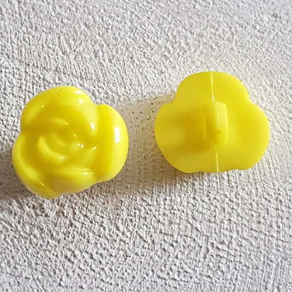 Boutons fantaisie, enfants, b&eacute;b&eacute;s Motif Fleur N&deg;01-12 Jaune 02