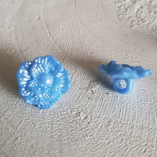 Boutons fantaisie, enfants, b&eacute;b&eacute;s Motif Fleur N&deg;02-01 Bleu